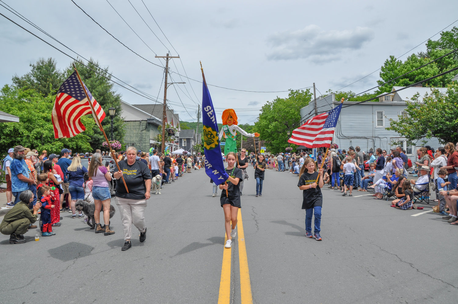 The local Girl Scout troop joined the ranks of giant puppets making their way down Main Street this year at the annual Livingston Manor Trout Parade. "Small Town, Big Back Yard."
